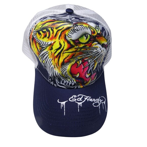 Ed Hardy Tiger Baseball Cap‎ Blue One Size Fits - Picture 1 of 7